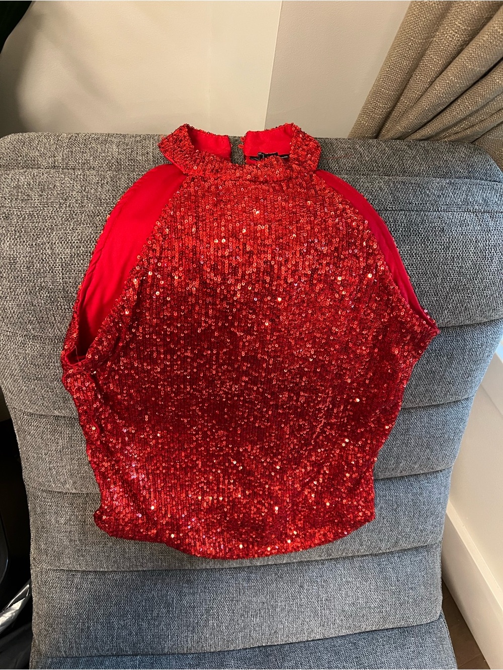 Cable & Gauge Red Sequin Halter Tank